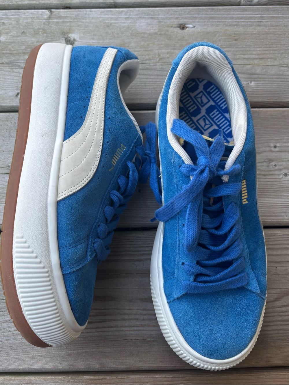 Women's 10 Puma Suede Mayu Up Platform Sneakers Shoes Casual Blue Running